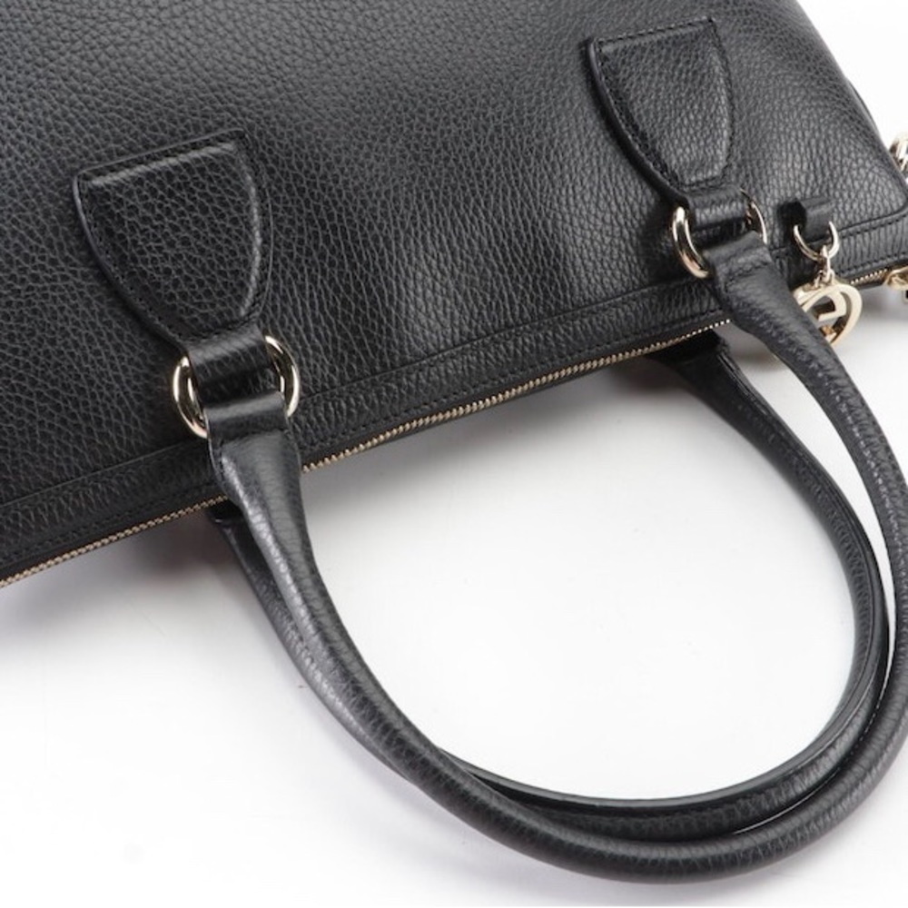 GUCCI Small Zip Tote Bag in Black Grained Leather with Shoulder Strap - Picture 6 of 13